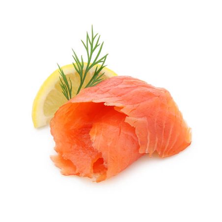 Smoked Salmon isolated on white (excluding the shadow)